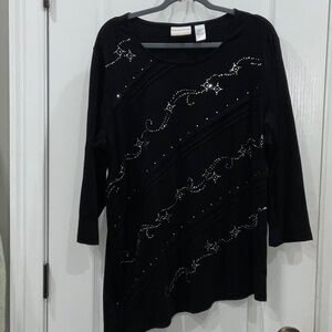 Alfred Dunner Black Top with Sparkling Accents